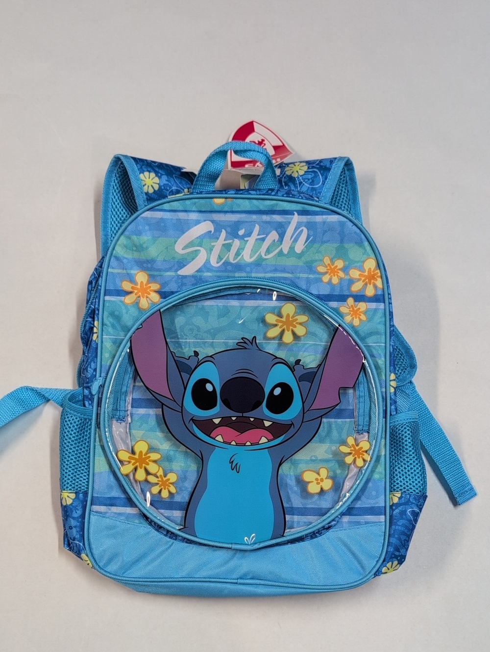 Disney Heys Stitch Blue Kids Backpack with Floral Accents